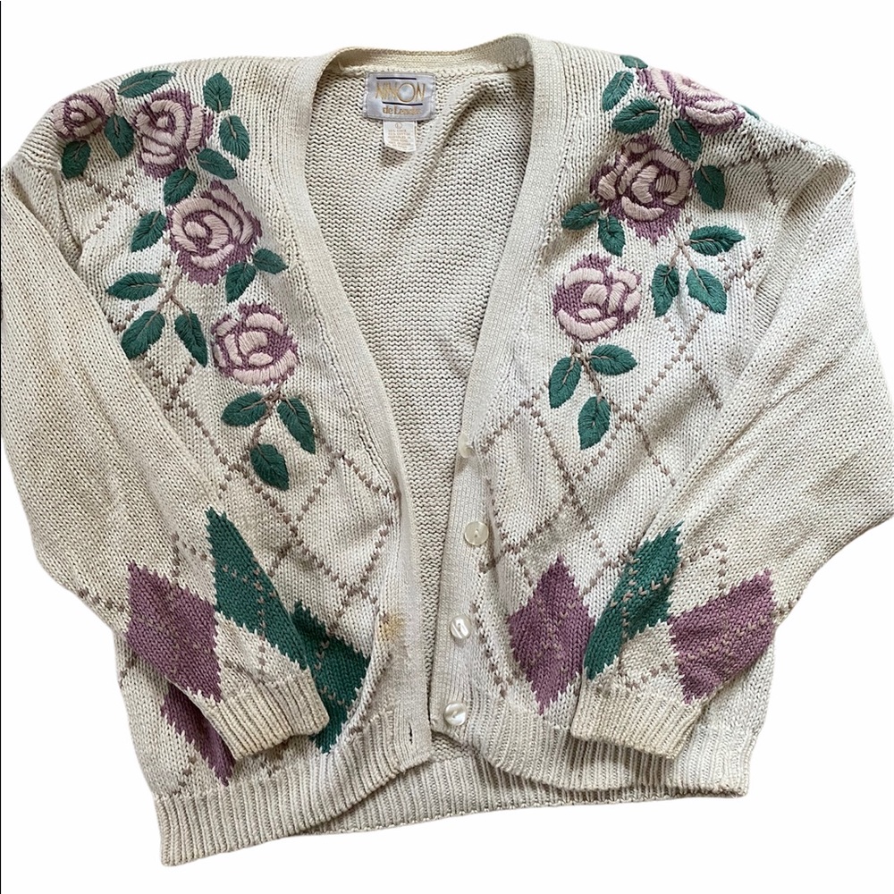 Vintage Hand Embroidered Cardigan Sweater